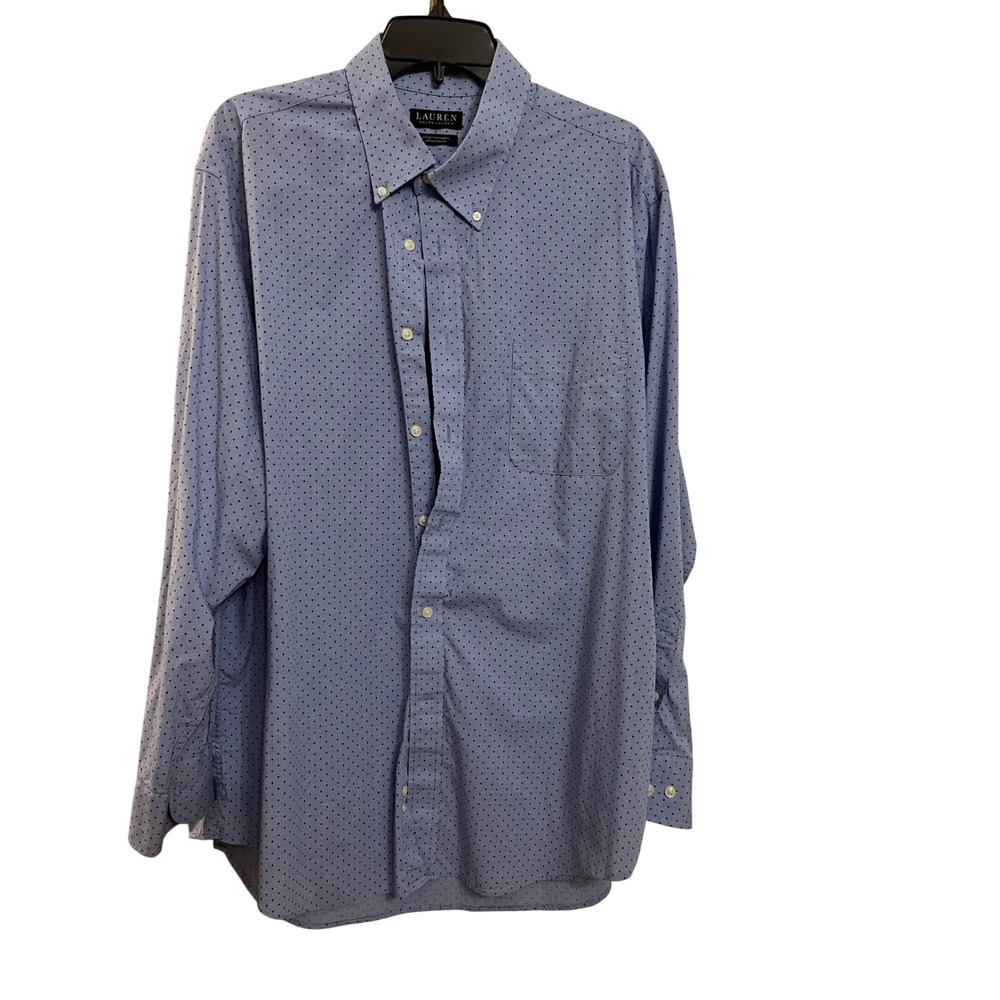 LAUREN Ralph Lauren Men's Blue Dotted ButtonDown Dress‎ Shirt 2XL 18 34/35
